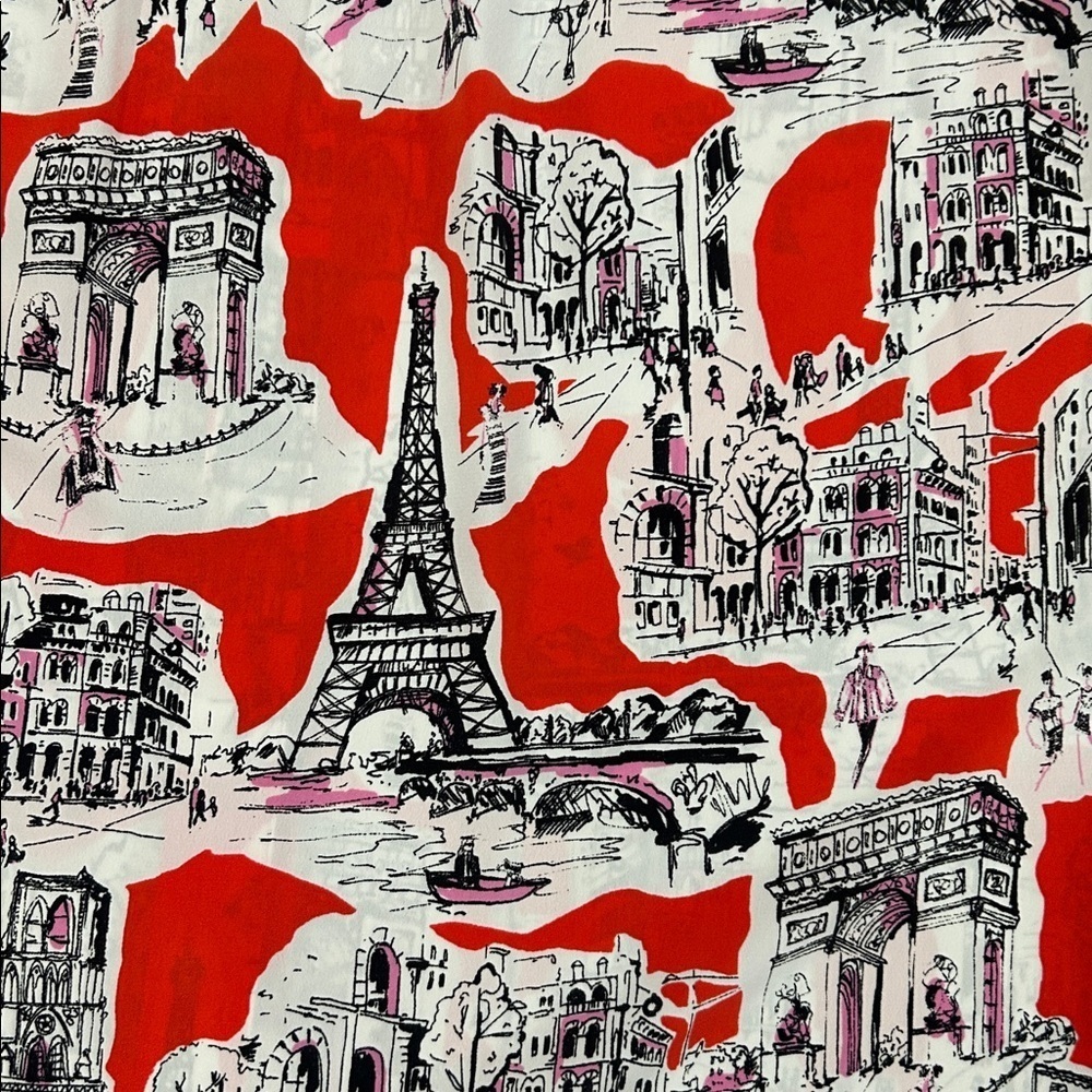 Karl Lagerfeld Women's Printed Bungee-Sleeve Short Shirt size L button Up - Picture 13 of 14